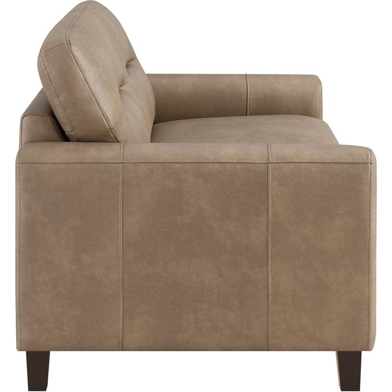 Large Picture of Coaster Furniture Scotland 504668 Faux Leather Upholstered Track Arm Loveseat - Brown