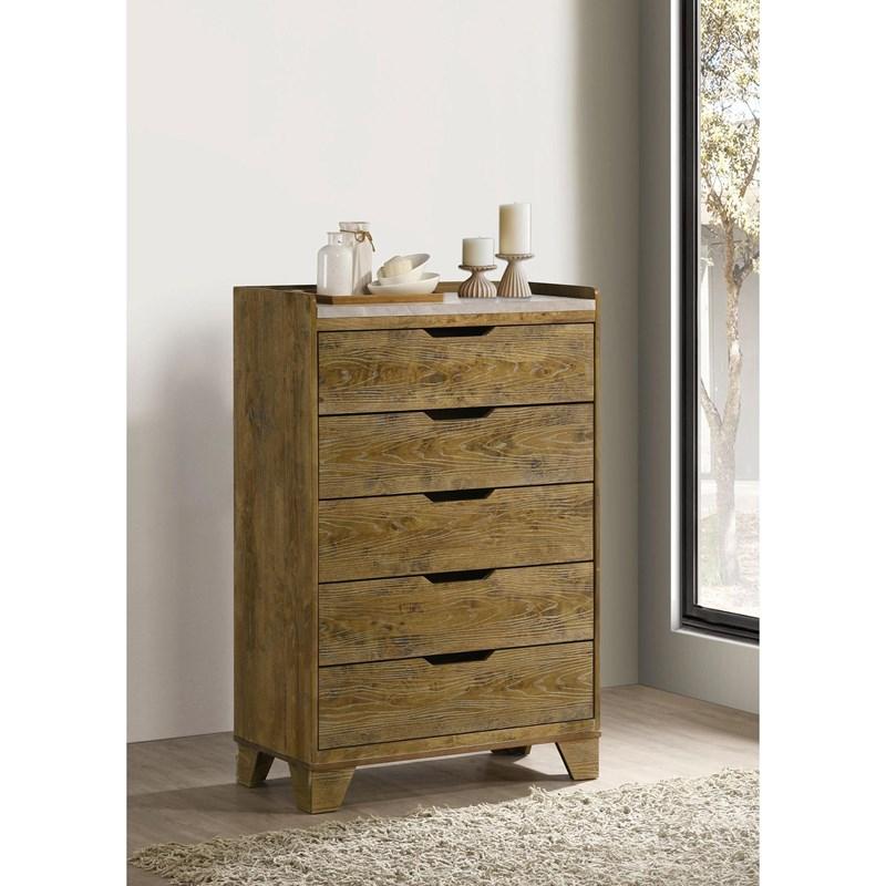 Large Picture of Coaster Furniture Henderson 222975 5-drawer Bedroom Chest of Drawers - Medium Oak