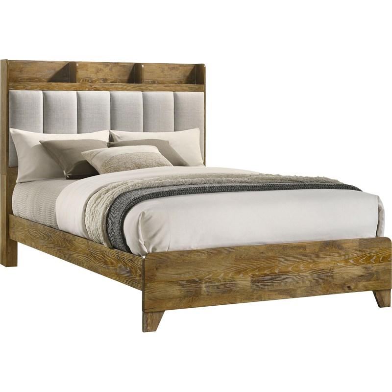 Large Picture of Coaster Furniture Henderson 222971Q 57-inch Eastern Queen Bookcase Panel Bed - Medium Oak