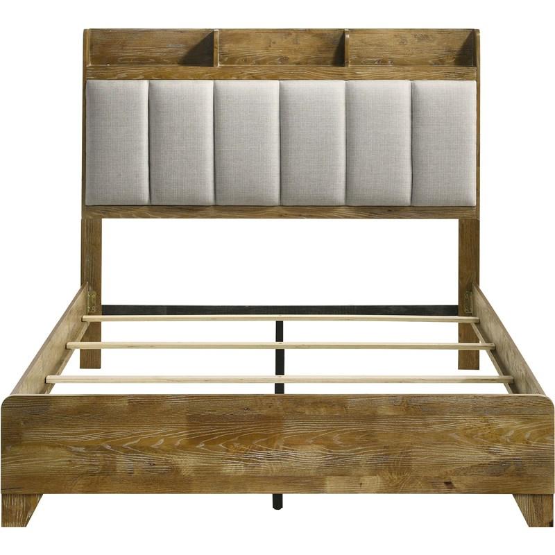 Large Picture of Coaster Furniture Henderson 222971Q 57-inch Eastern Queen Bookcase Panel Bed - Medium Oak