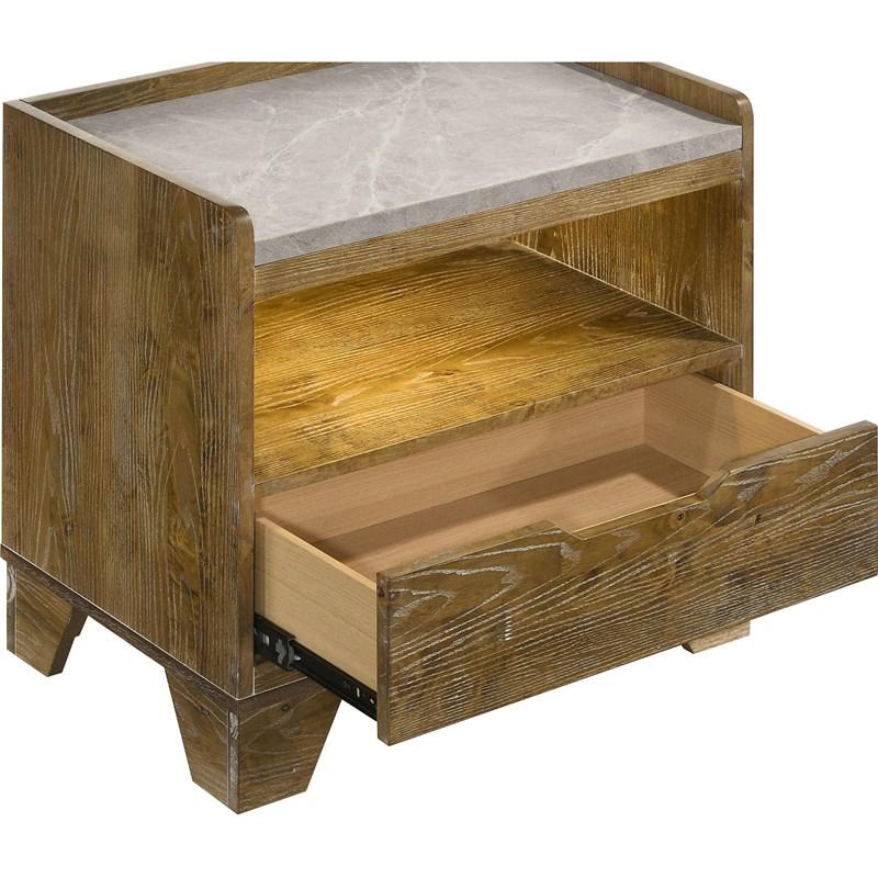 Large Picture of Coaster Furniture Henderson 222972 1-drawer LED Nightstand Bedside Table - Medium Oak
