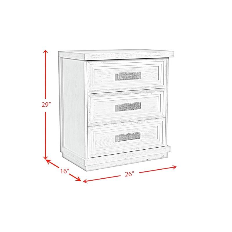Large Picture of Elements International Avalanche B-11600-7-NS 3-Drawer Nightstand
