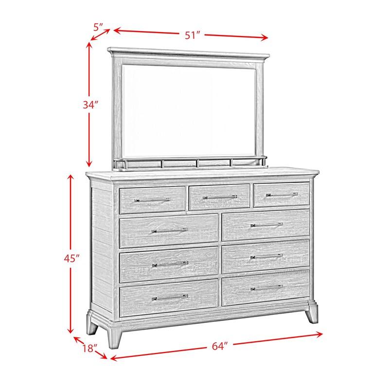 Large Picture of Elements International Montrose B-16670-5-DRMR Dresser And Mirror