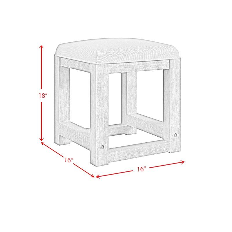 Large Picture of Elements International Ridgemont V-14440-8W-DST Dressing Stool