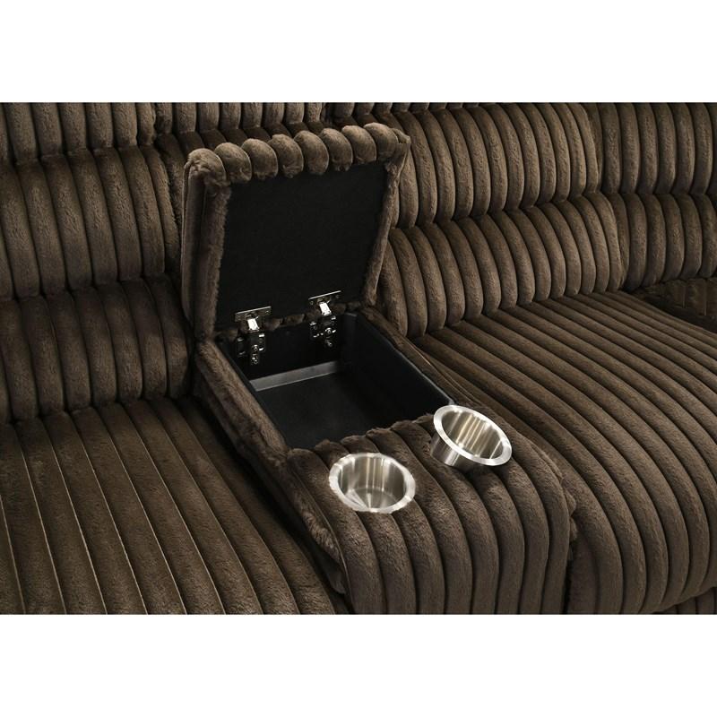 Large Picture of Coaster Furniture Atkinson 601510 Upholstered Reclining Sectional Sofa - Chocolate