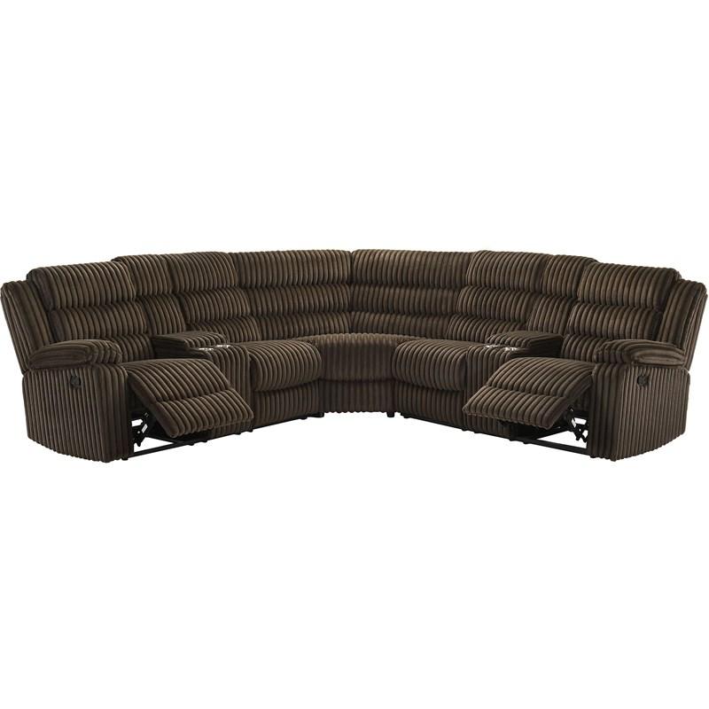 Large Picture of Coaster Furniture Atkinson 601510 Upholstered Reclining Sectional Sofa - Chocolate