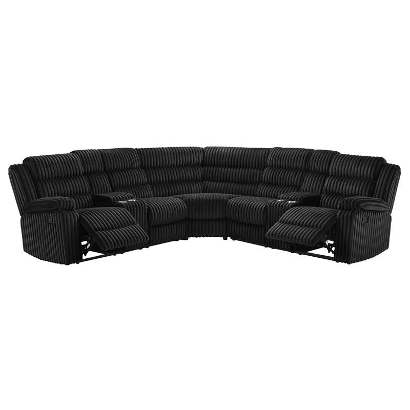 Large Picture of Coaster Furniture Atkinson 601520 Upholstered Reclining Sectional Sofa - Black
