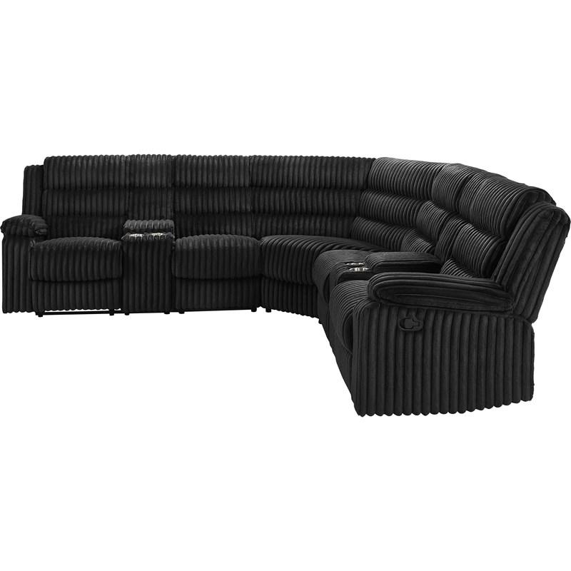Large Picture of Coaster Furniture Atkinson 601520 Upholstered Reclining Sectional Sofa - Black