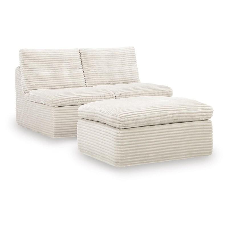 Signature Design by Ashley Fannin PC8430431 2 Armless Chairs with Ottoman