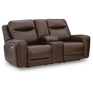 Benchcraft Gravier U1330118 Power Reclining Loveseat with Console  & Adjutasble Headrest