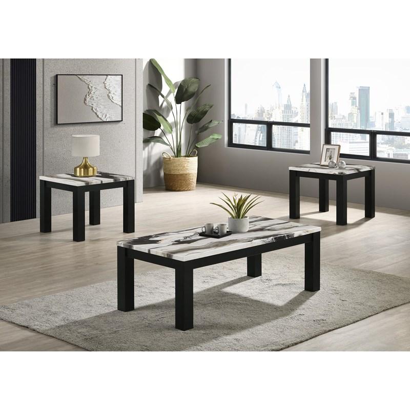 Crown Mark Ivy 4170SET-BMBL 3 pc Cocktail Table Set - Faux Marble Brown