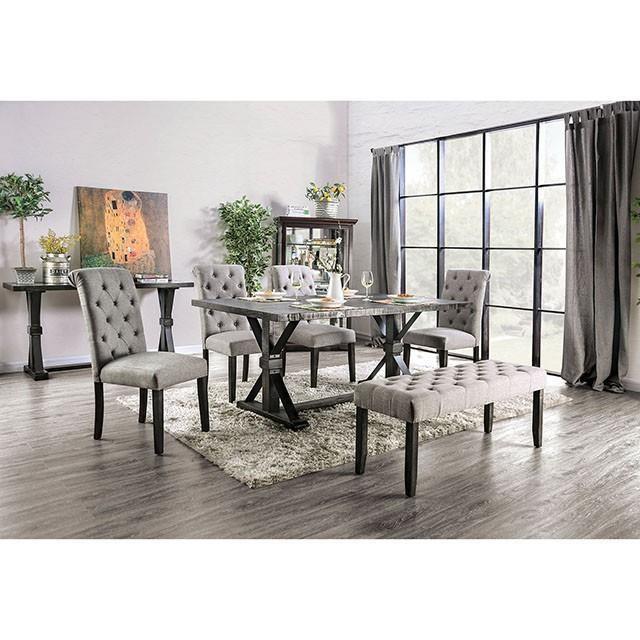 Large Picture of Furniture of America Alfred CM3735T-IV-6PC-BN 6 Pc Dining Table Set with Bench