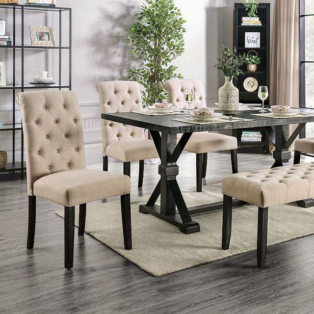 Large Picture of Furniture of America Alfred CM3735T-IV-6PC-BN 6 Pc Dining Table Set with Bench