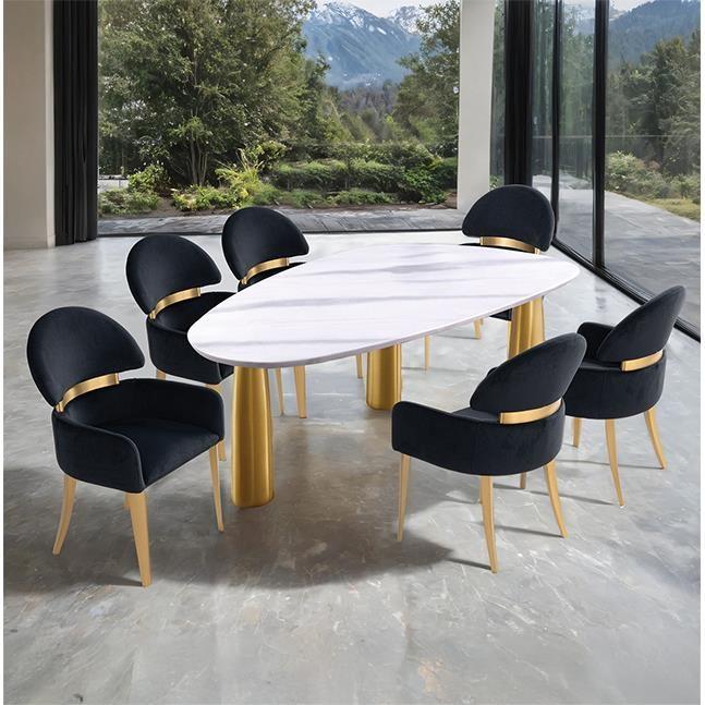 Large Picture of Furniture of America Northam FM37005WH-T-7PC-05BK 7 Pc Dining Table Set with Black Chair