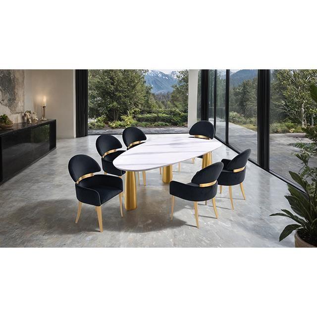 Large Picture of Furniture of America Northam FM37005WH-T-7PC-05BK 7 Pc Dining Table Set with Black Chair