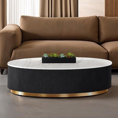 Furniture of America Virden FM47000BK-CO Oval Cocktail Table