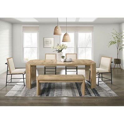 Furniture of America Edenbridge FM3220AK-T-6PC-BN 6 Pc Dining Table Set with Bench