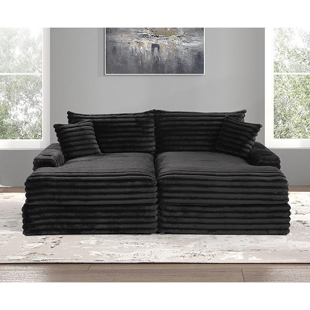 Large Picture of Furniture of America Tavedestrand FM6900BK-PK Double Chaise Sofa