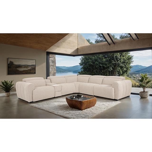 Large Picture of Furniture of America Thaddea CM9935WH-SECT-PM Power Sectional