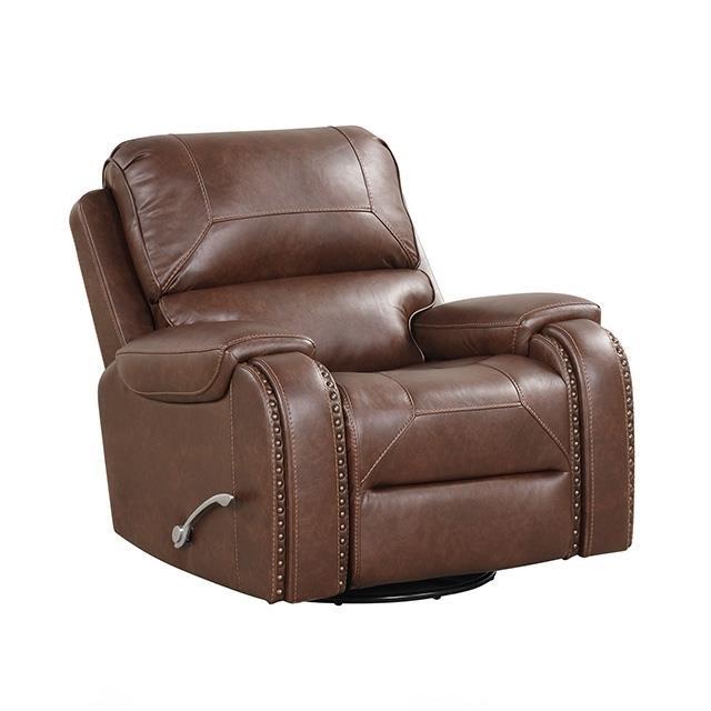 Large Picture of Furniture of America Tepic TM6012BR-H-CH Recliner with Oversized Handle