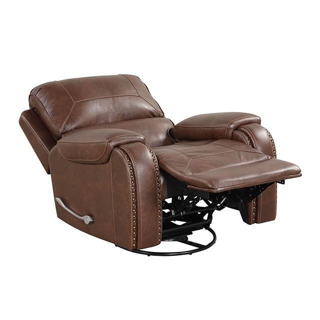 Large Picture of Furniture of America Tepic TM6012BR-H-CH Recliner with Oversized Handle
