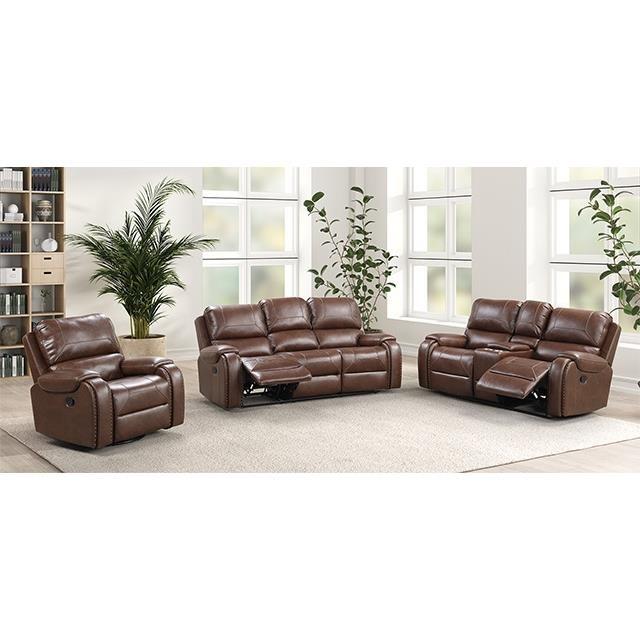 Large Picture of Furniture of America Tepic TM6012BR-H-CH Recliner with Oversized Handle