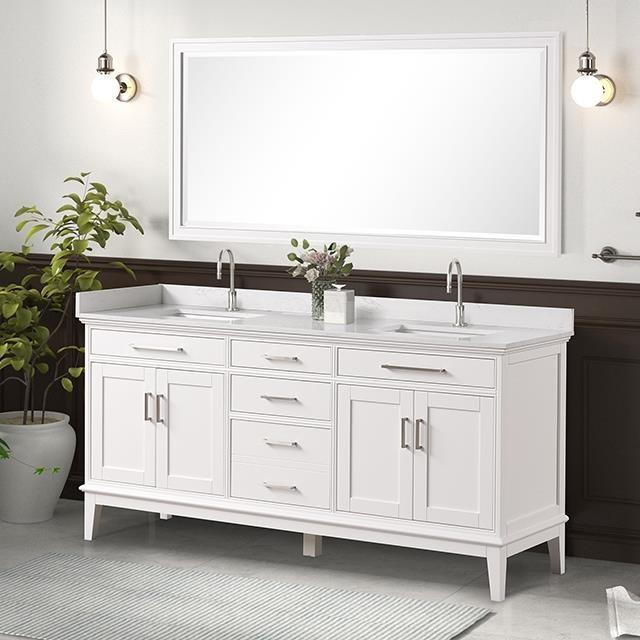 Large Picture of Furniture of America Almeria TM-CT005WH-72+05WH+M Vanity Set with Mirror