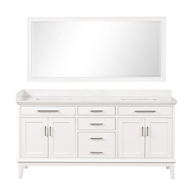 Large Picture of Furniture of America Almeria TM-CT005WH-72+05WH+M Vanity Set with Mirror