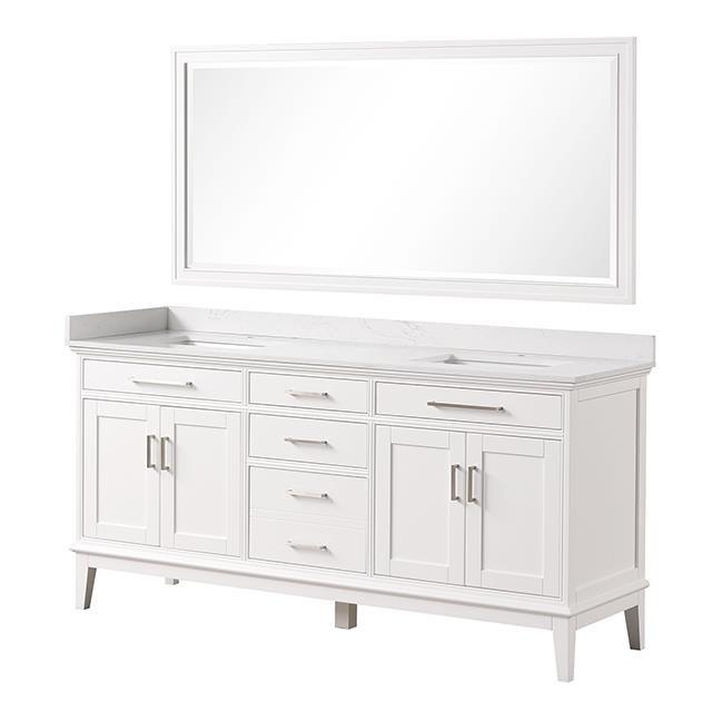 Large Picture of Furniture of America Almeria TM-CT005WH-72+05WH+M Vanity Set with Mirror