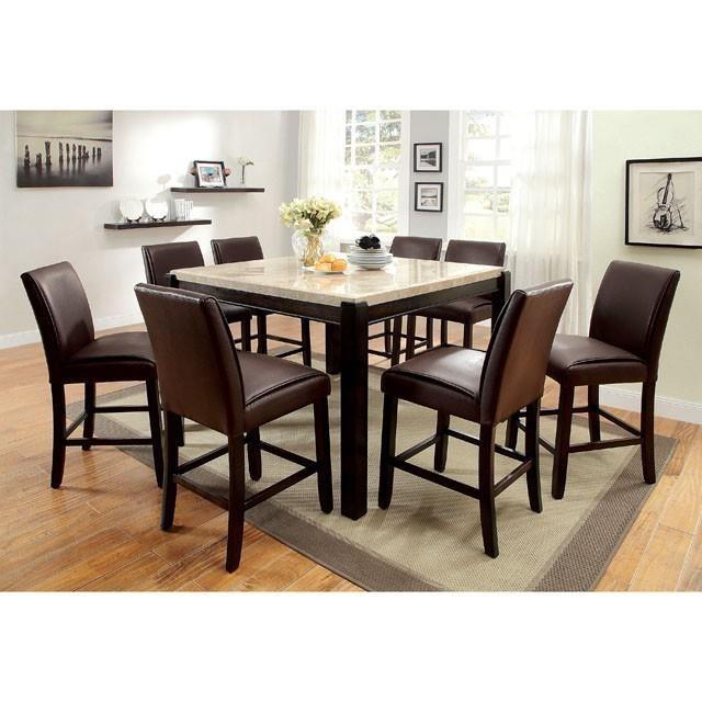 Furniture of America Gladstone CM3823PT-7PC-3744GY 9 Pc Counter Height Table Set
