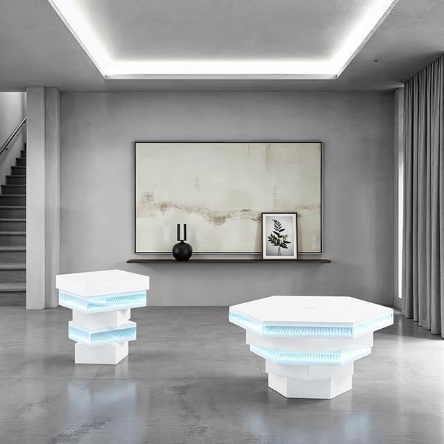 Large Picture of Furniture of America Anwar FM47010WH-C Rectangular Cocktail Table