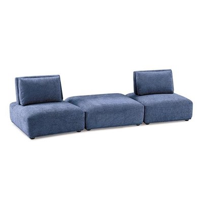 Furniture of America Stavanger FM63001BL-C 2-Seater with Square Ottoman