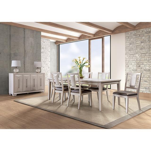 Large Picture of Furniture of America Hinwitz FM3399WH-T-9PC 9 Pc Dining Table Set