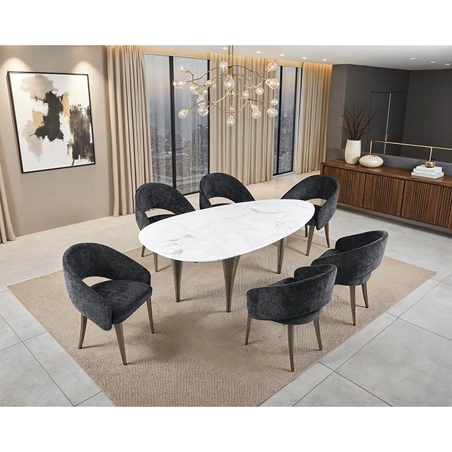 Large Picture of Furniture of America Ciaran FM37024WH-OT-5PC24BK 5 Pc Dining Table Set