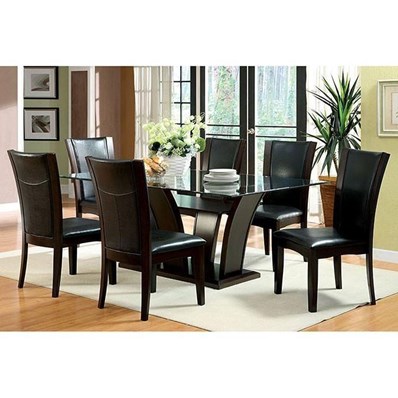 Furniture of America Manhattan CM3710T-WH-7PC 7 Pc Dining Table Set