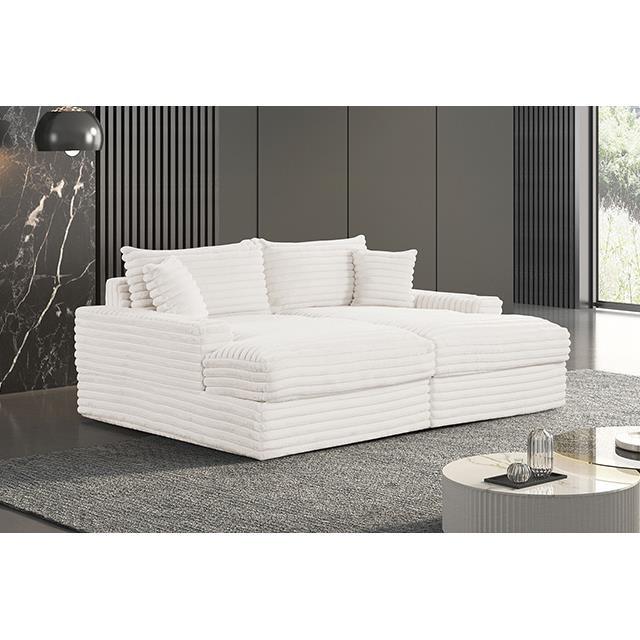 Large Picture of Furniture of America Tavedestrand FM6900WH-PK Double Chaise Sofa