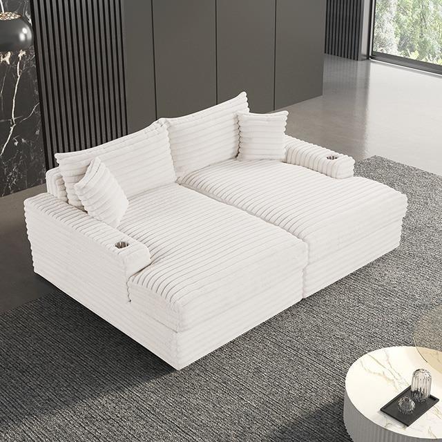 Large Picture of Furniture of America Tavedestrand FM6900WH-PK Double Chaise Sofa
