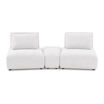 Furniture of America Stavanger FM63001WH-D Curved 2-Seater with Ottoman