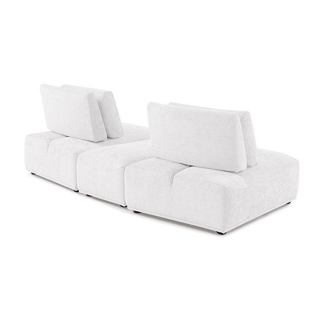 Large Picture of Furniture of America Stavanger FM63001WH-D Curved 2-Seater with Ottoman