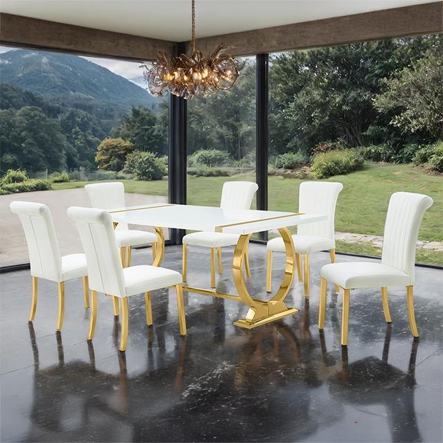 Furniture of America Holbaek FM37008GD-T-7PC-07GW 7 Pc 80