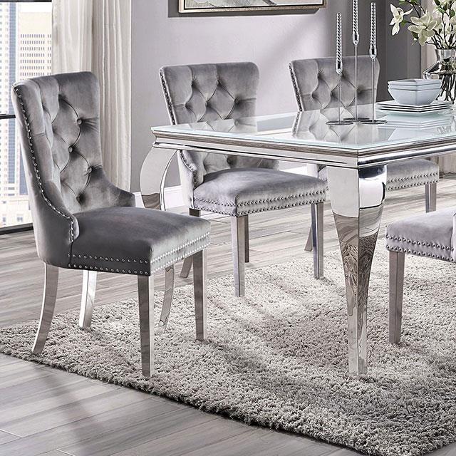 Large Picture of Furniture of America Neuveville CM3903WH-T-7PC-261GY 7 Pc Dining Table Set