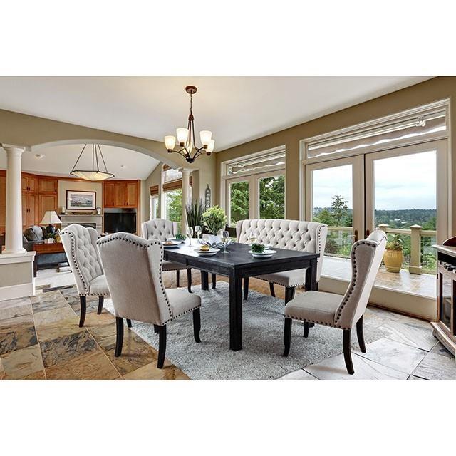 Large Picture of Furniture of America Sania CM3324BKT84-3564-9PC 9 Pc Dining Table Set