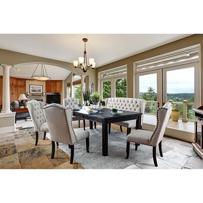 Furniture of America Sania CM3324BKT84-3564-9PC 9 Pc Dining Table Set