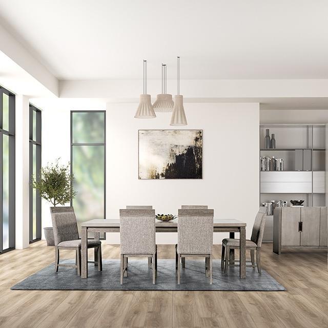 Large Picture of Furniture of America Gristalt FM3597GY-T-9PC 9 Pc Dining Table Set