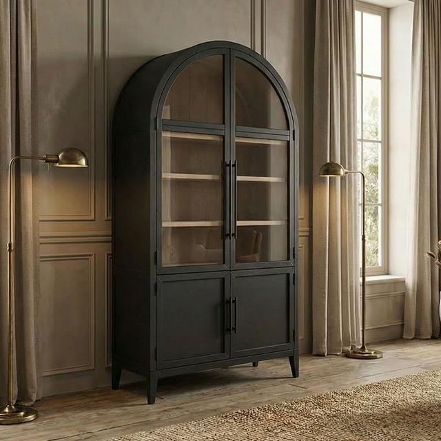 Furniture of America Minster FM-AC8029BK Arched Cabinet