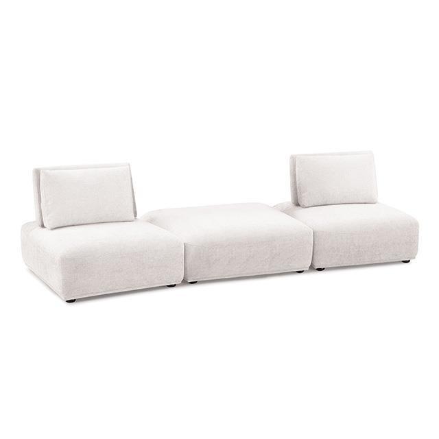 Furniture of America Stavanger FM63001WH-C 2-Seater with Square Ottoman