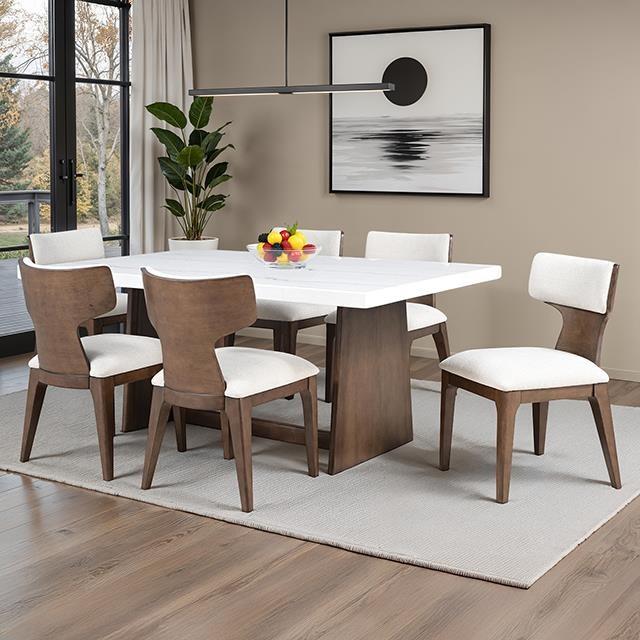 Large Picture of Furniture of America Caerwys FM34004BR-T-7PC 7 Pc Dining Table Set