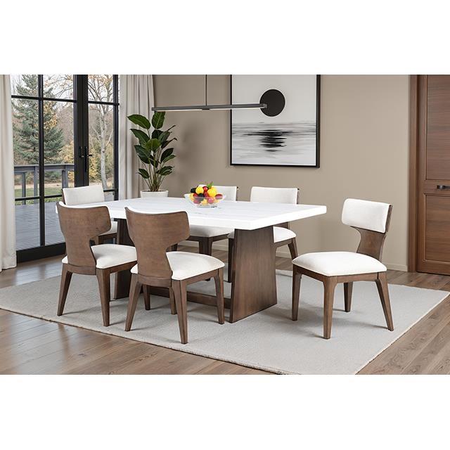 Large Picture of Furniture of America Caerwys FM34004BR-T-7PC 7 Pc Dining Table Set