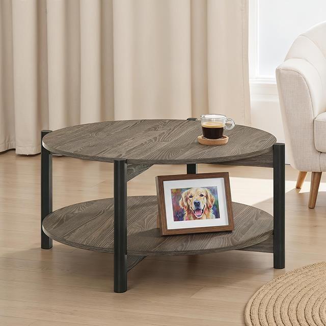 Large Picture of Furniture of America Hyde SL4200DG-CR Round Coffee Table