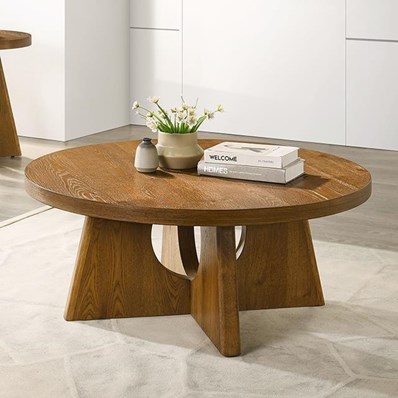 Furniture of America Olgod FM4223WN-CR Round Coffee Table